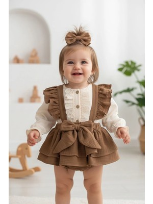 Aysskids Bathaney Vintage Fiyonklu Bayramlık Özel Gün Kız Bebek Romper