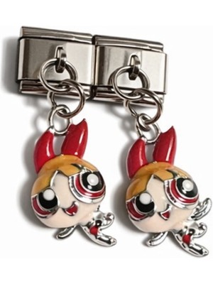 Poseidons Jewellery Powerpuff Girl Çizgi Film Kız Figürlü Renkli Italyan Charm – Çelik Bileklik Uyumlu Sallantılı Charm