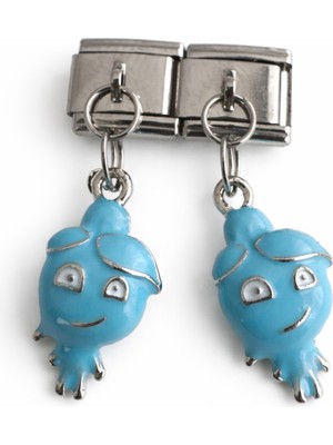 Hector Co Jewellery Mavi Hayalet Figürlü Italyan Charm | Sallantılı Paslanmaz Çelik Bileklik Ucu