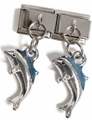 Poseidons Jewellery Yunus Figürlü Renkli Italyan Charm – Çelik Bileklik Uyumlu Sallantılı Charm