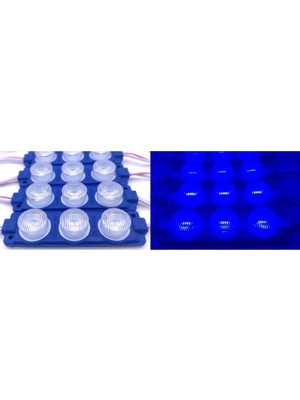 3'lü LED Mercek 3W Mavi 12V Kendinden Yapışkanlı 10 Adet