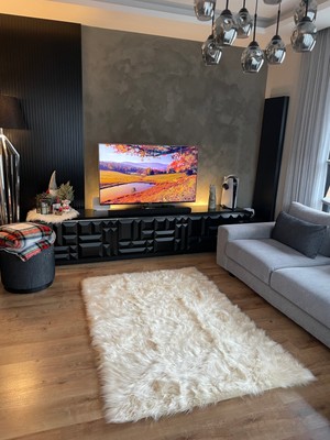 Doğuş Peluş Halı A Post Bej Yumuşak Dokulu Peluş Halı Patchwork