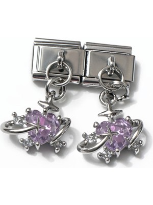 Hector Co Jewellery Mor Kalp Taşlı Gezegen Figürlü Italyan Charm