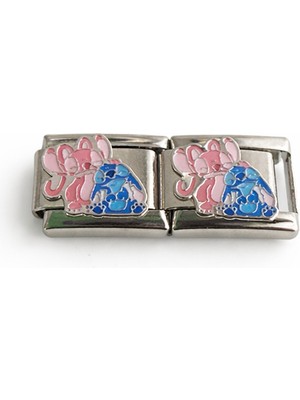 Poseidons Jewellery Stitch ve Lilo Figürlü Italyan Charm – Italyan Bileklik Uyumlu