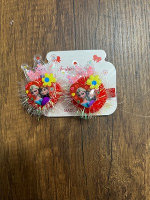 Gülümse Gel Kız Çocuk Anna Elsa Karlar Ülkesi Figürlü 2'li Peluş Pelüş Pens Toka Pensli Toka Seti