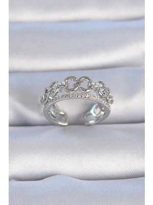 Dodes Dodes Pirinç Gümüş Renk Zirkon Taşlı Inci Detay Kadın Yüzük TG27BYK3337