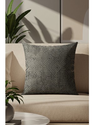 Sezyon Mira Desenli 50×50 Zeytin Grisi Kırlent Kılıfı