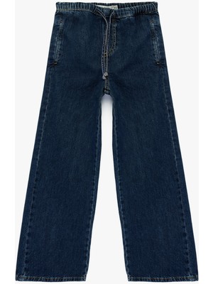 Koton Pamuklu Beli Bağcıklı Geniş Paça Denim Pantolon