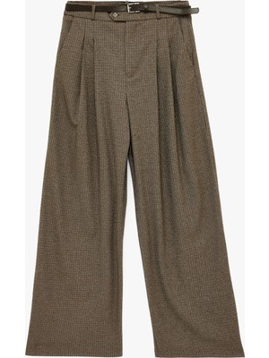 Koton Cepli Pile Detaylı Kemerli Geniş Paça Baggy Kumaş Pantolon
