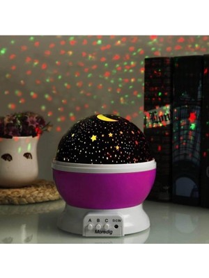 Renkli Dönen Yıldızlı Gökyüzü Projeksiyon Gece ve Masa Lambası