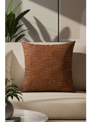 Sezyon Riva Desenli 50×50 Kahverengi Kırlent Kılıfı