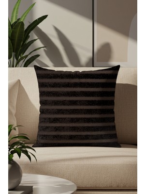 Sezyon Elya Çizgi Desenli 50×50 Koyu Kahverengi Kırlent Kılıfı