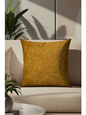 Sezyon Liza Desenli 50×50 Hardal Kırlent Kılıfı