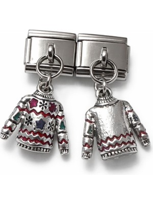 Hector Co Jewellery Italyan Charm Yılbaşı Kazağı Figürlü Sallantılı Modüler Bileklik Charmı