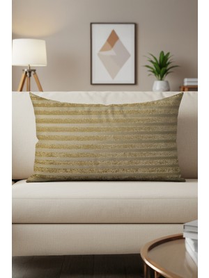 Sezyon Elya Çizgi Desenli 40×60 Açık Kahverengi Kırlent Kılıfı