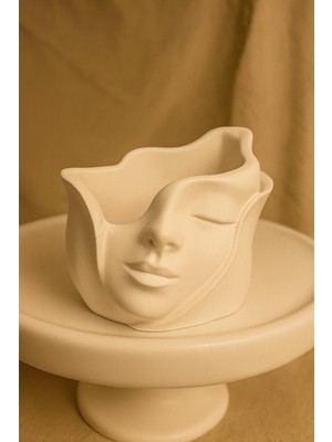 Zeroxo Yüz Figürlü Dekoratif Saksı & Makyaj Fırçalığı, Kalemlik ve Dekoratif Obje