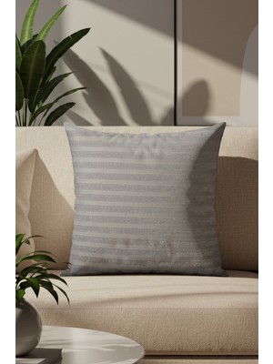 Sezyon Elya Çizgi Desenli 45×45 Gri Kırlent Kılıfı