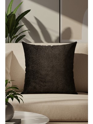 Sezyon Toya Desenli 45x45 Koyu Kahverengi Kırlent Kılıfı