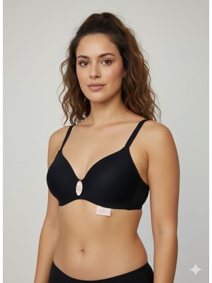 Biricik İç Giyim Siyah Renk, C Cup, Desteksiz, Dolgusuz, Tel Içermeyen, Günlük Kullanıma Uygun, Sütyen