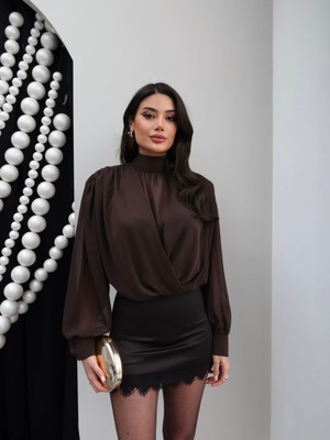 Esra Helvacı Yaka Bağlamalı Şifon Bluz