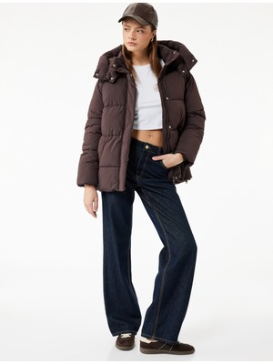 Koton Dik Yaka Çıtçıt Düğmeli Cepli Kapitoneli Şişme Mont