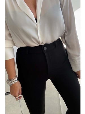 Et Siyah Yüksel Bel Tayt Pantolon