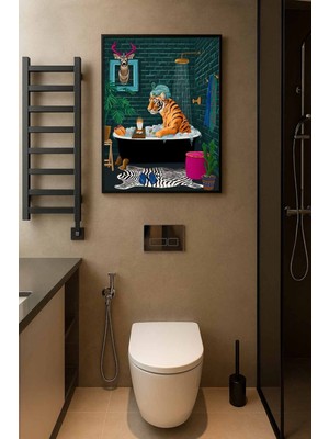 Koi Art Design Siyah Çerçeveli Tek Parça Hayvanlar Temalı Yüksek Kalite Uv Basklı Tablo