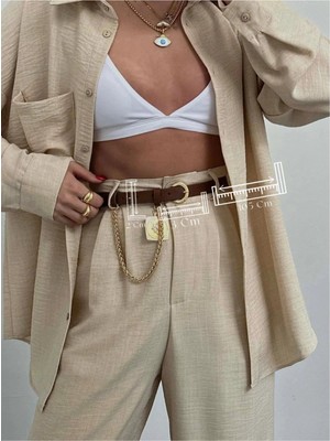 Fiori Kral Zincirli Madalyon Detaylı Kadın Pantolon Kemeri, Ceket Kemeri, Elbise Kemeri, Gömlek Kemeri