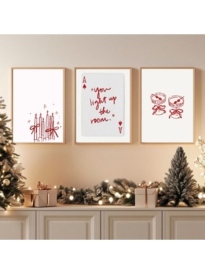 Koi Art Design 3 Parça Yılbaşı Temalı Çerçeve Görünümlü Mdf Tablo Seti