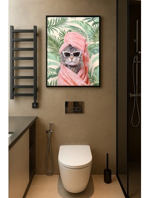 Koi Art Design Siyah Çerçeveli Tek Parça Hayvanlar Temalı Yüksek Kalite Uv Basklı Tablo