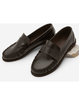Marjin Kadın Loafer Makosen Günlük Ayakkabı Margos Kahve
