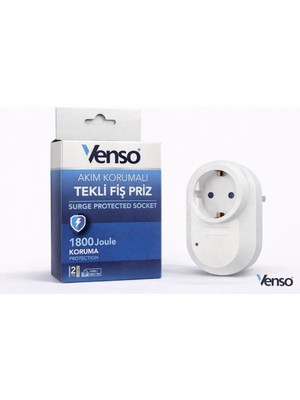 Venso Akım Korumalı Tekli Fiş Priz  – 1800 Joule