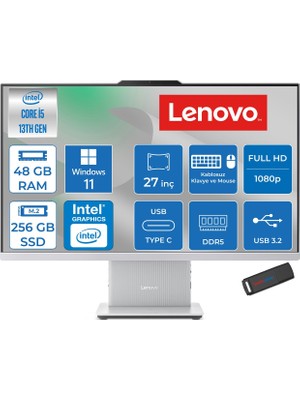 Lenovo Ideacentre Aıo 27IRH9  Intel Core I5-13420H 4.6ghz 48GB Ddr5 256GB SSD 27" Fhd (1920X1080) IPS 300NITS 99% Srgb WIN11HOME All-In-One Bilgisayar F0HM0046TRH16+ZettaUsbBellek