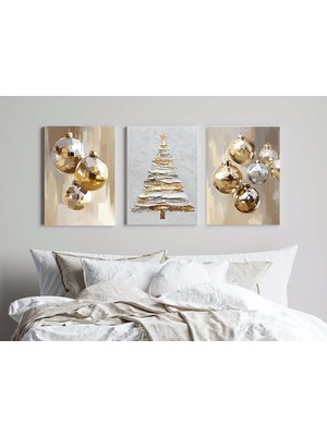 Koi Art Design 3 Parça Yılbaşı Temalı Mdf Tablo Seti