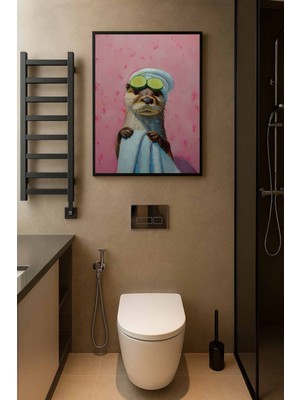 Koi Art Design Siyah Çerçeveli Tek Parça Hayvanlar Temalı Yüksek Kalite Uv Basklı Tablo