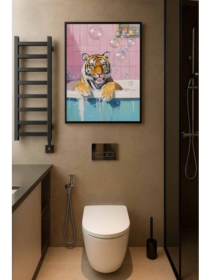 Koi Art Design Siyah Çerçeveli Tek Parça Hayvanlar Temalı Yüksek Kalite Uv Basklı Tablo