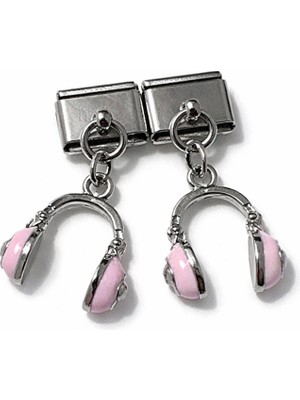 Lines Bijuteri Pembe Kulaklık Figürlü Italyan Charm