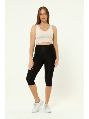 Nyc Giyim Tekstil Tayt Kapri Disko Siyah Renk Yüksek Bel