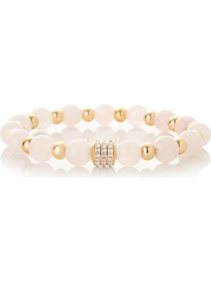 Mk Tasarım Gerçek Pembe Kuvars Taşı Bileklik MKT.1.101.11