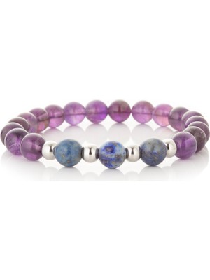 Mk Tasarım Gerçek Ametist - Lapis Lazuli Taşı Bileklik MKT.1.101.10