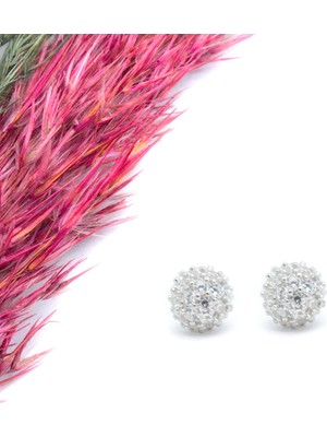 Canka Taşlı Top Gümüş Küpe