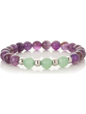 Mk Tasarım Gerçek Ametist- Aventurin Taşı Bileklik MKT.1.101.22