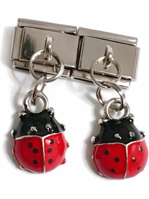 Lines Bijuteri Uğur Böceği Figürlü Renkli Italyan Charm – Çelik Bileklik Uyumlu Sallantılı Charm