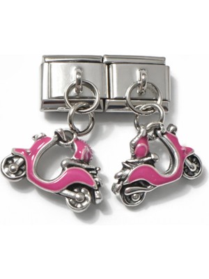 Lines Bijuteri Pembe Scooter Figürlü Italyan Charm