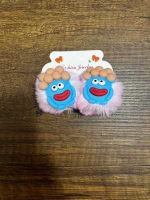 Gülümse Gel Kız Çocuk Sevimli Çirkin Komik Sosis Büyük Ağız Canavar 2'li Peluş Pelüş Pens Toka Pensli Toka Seti