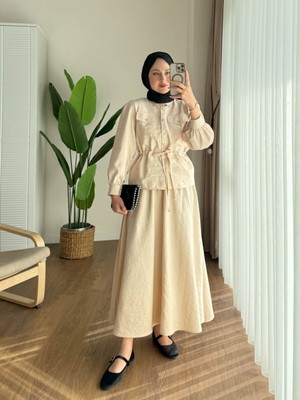 RFK Butik Kadın Kupra Tüneli Etekli Takım - Taş