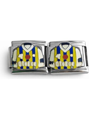 Lines Bijuteri Sarı Lacivert Forma Figürlü Italyan Charm | Paslanmaz Çelik Nomination Uyumlu Bileklik Parçası