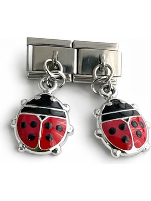 Lines Bijuteri Uğur Böceği Figürlü Italyan Charm | Sallantılı Paslanmaz Çelik Bileklik Ucu