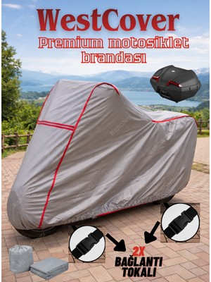 WestCover Aprilia Atlantic 500 Sprint Topcase Uyumlu (Kırmızı-Dikişli) Reflektörlü Motosiklet Brandası