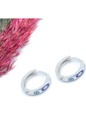 Canka Nazar Boncuk Halka Gümüş Küpe